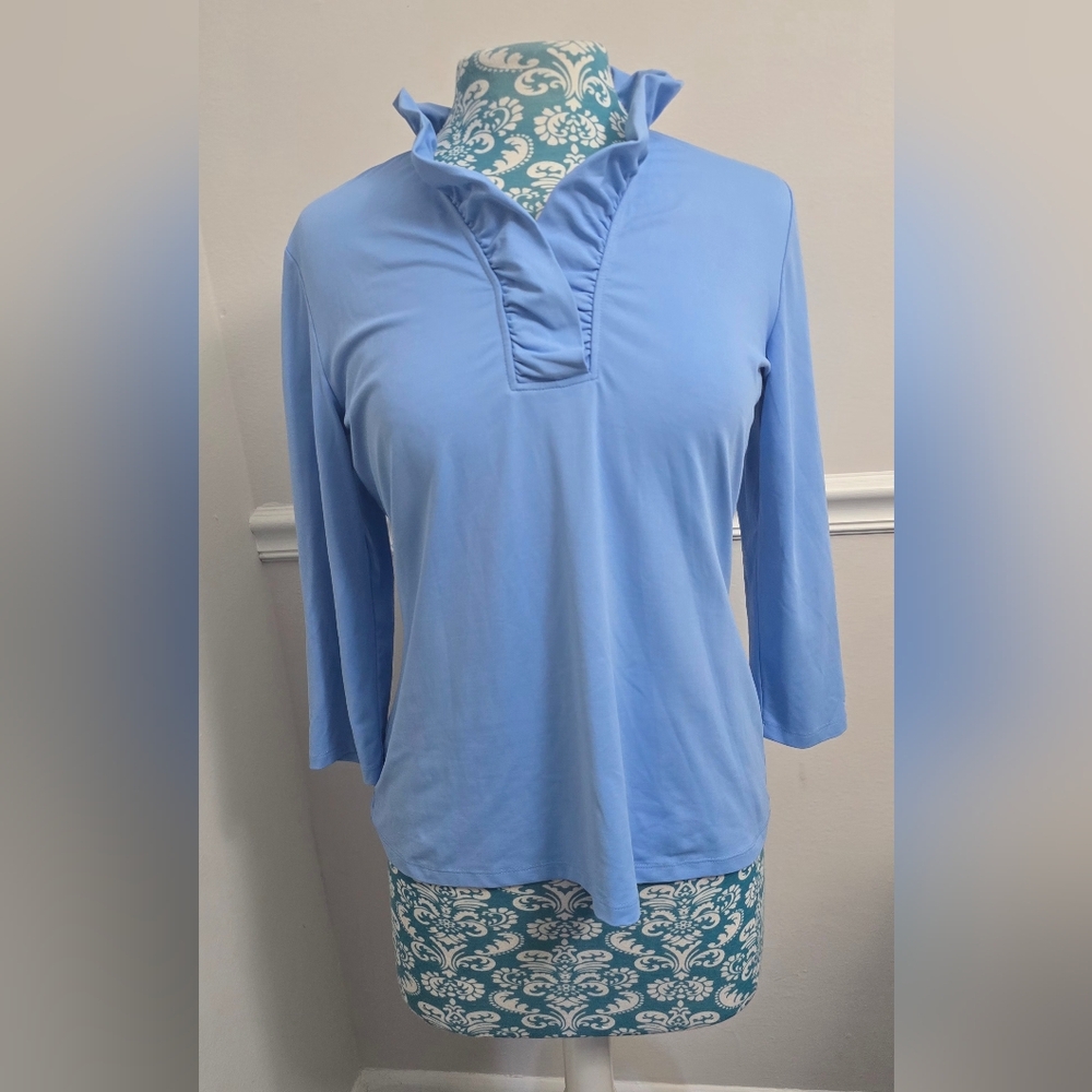J. McLaughlin Blue 3/4 Sleeve Polo Tunic